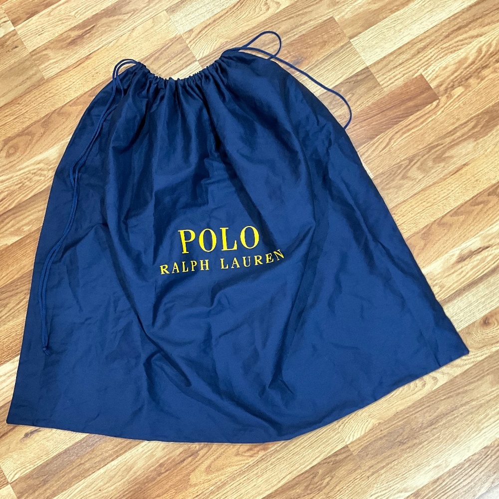 Polo Ralph Lauren Extra Large drawstring bag Polo navy blue gold letters 34x29”